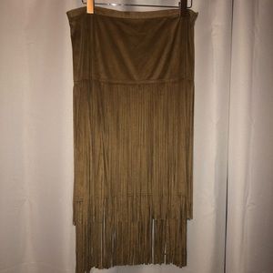 Chico’s Faux Suede Fringe Skirt